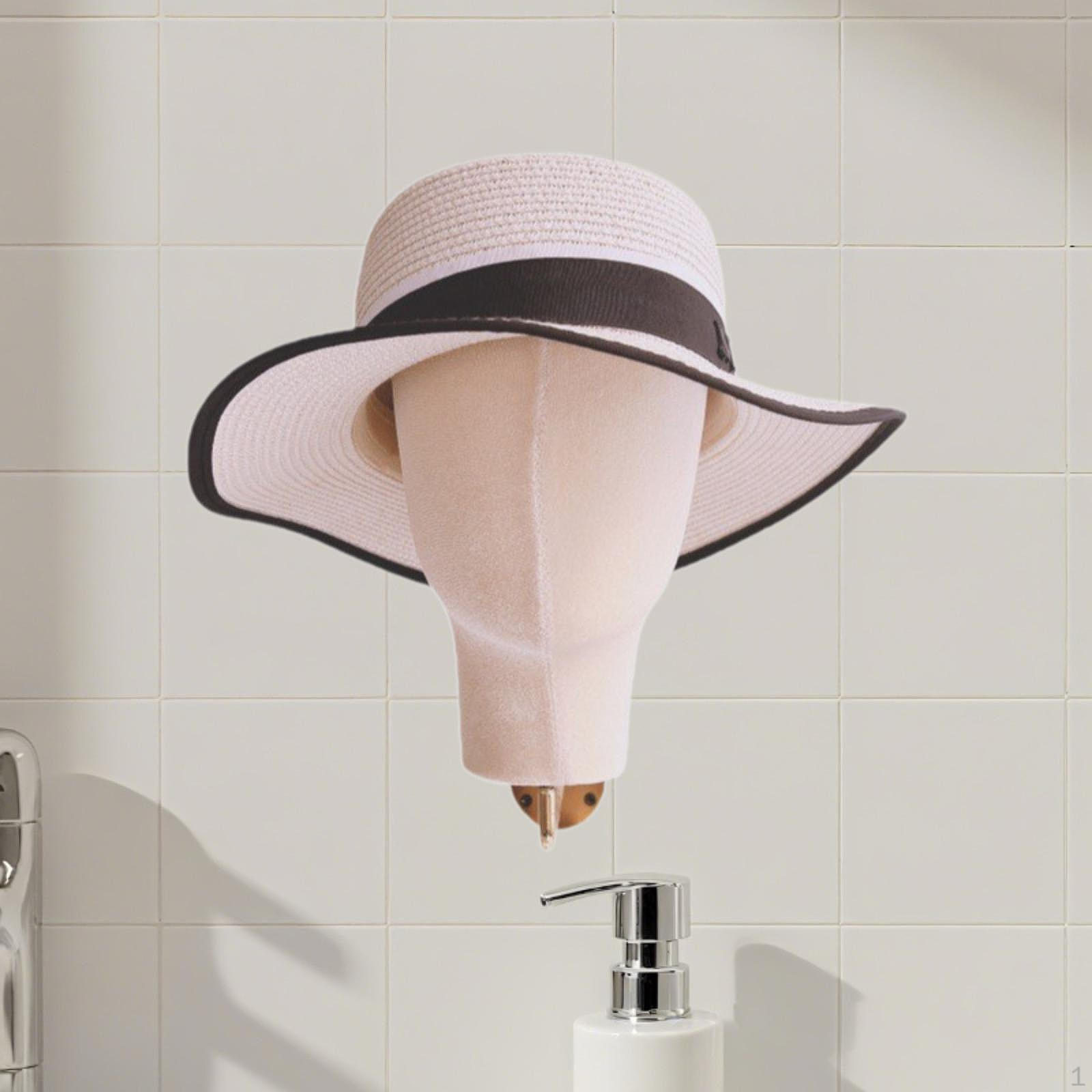 Velvet Mannequin Head for Women, Cap And Hat Stand, Wall-mounted, Professionals