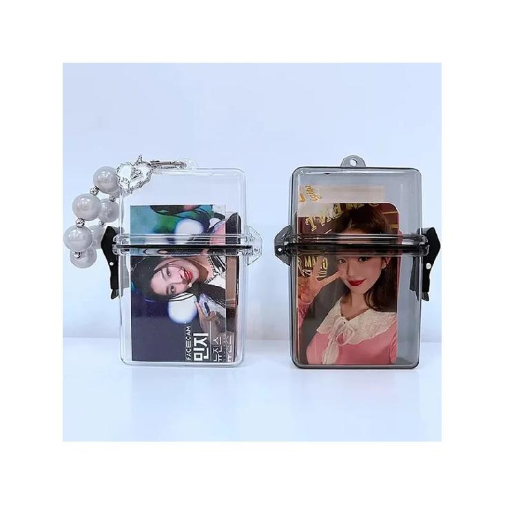 Scatola portafotografie trasparente da 3 pollici con corda Custodia per carte impermeabile Scatola antipolvere quadrata per esterni Scatola portafotografie