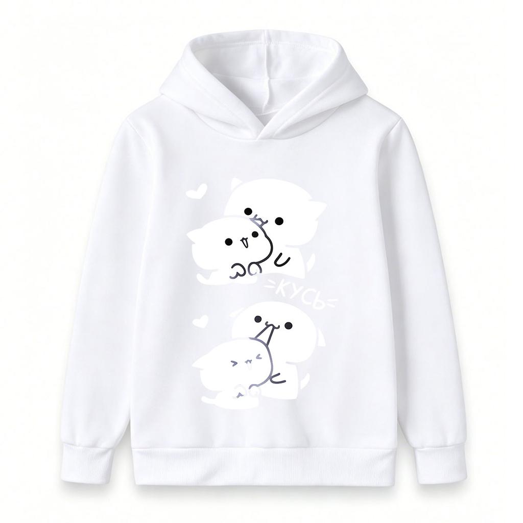 Kids Boys Girls Pullover Hoodie, Cute Anime Cat Bite Puppy Printed Casual Long Sleeve Hooded Sweatshirt, Soft Warm Tops for Toddler Daily Outfits Scho