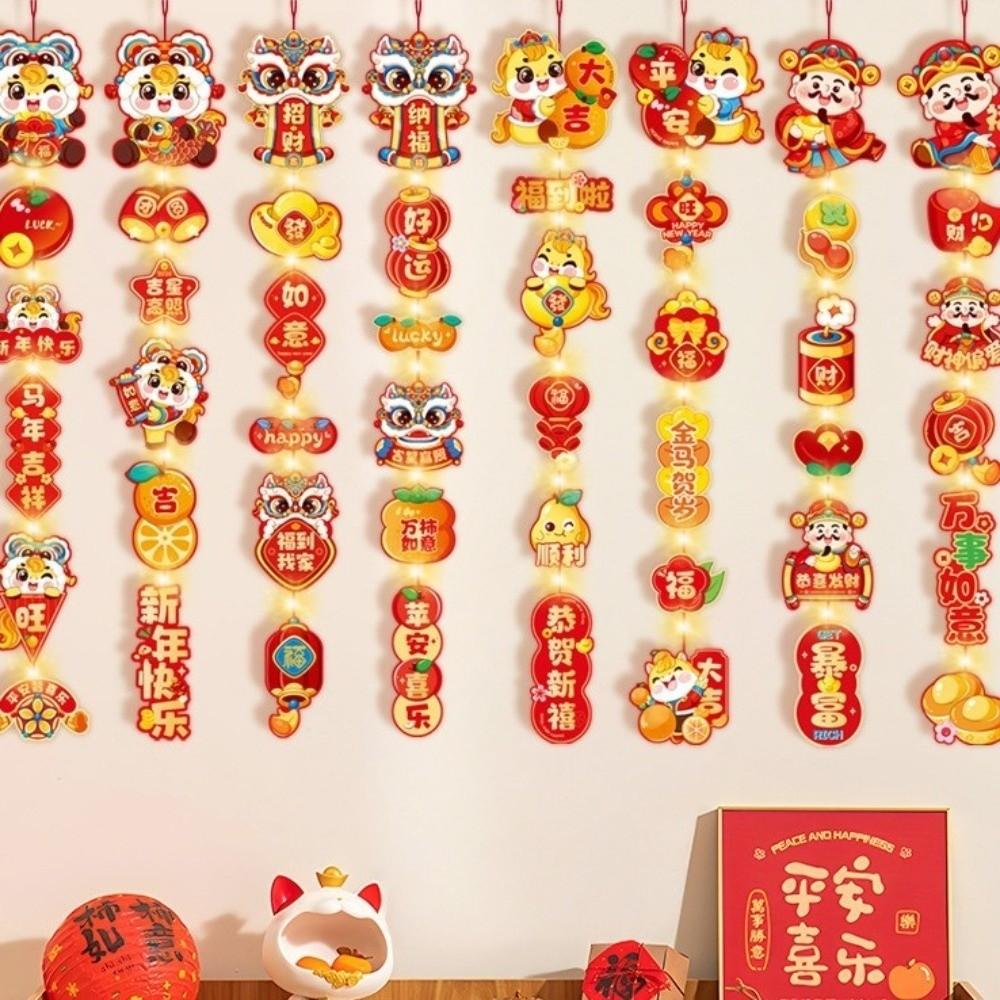 2pcs Blessing 2026 Horse Year Couplet Cartoon Fu Character Pendant  Home Decoration