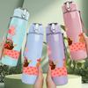 1PC Floral Dachshund Puppy 750ml Color Plastic Sports Water Bottle Leakproof Flip Straw Lid Suitable for Sports Office Home Use
