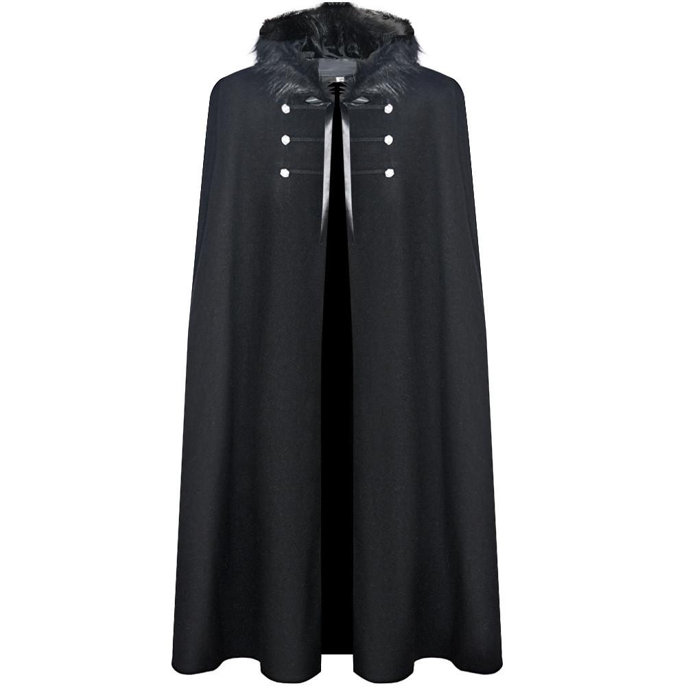 Medieval King Warrior Cloak With Wool Collar For Halloween Costume Party