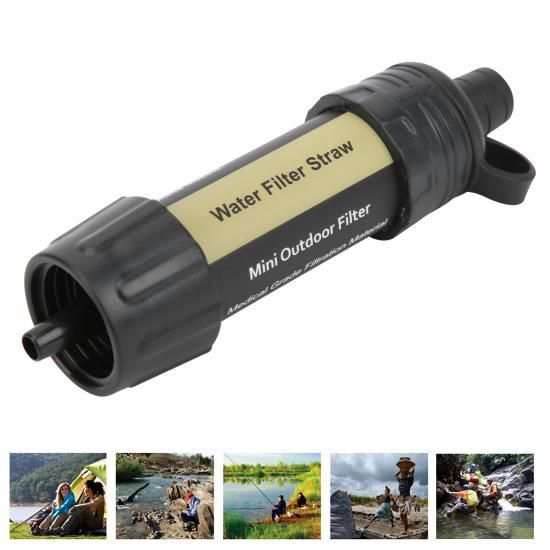 Outdoor Water Filter Straw with Bag Kit Mini Water Purifier for Camping Hiking EmergencyAll Black 