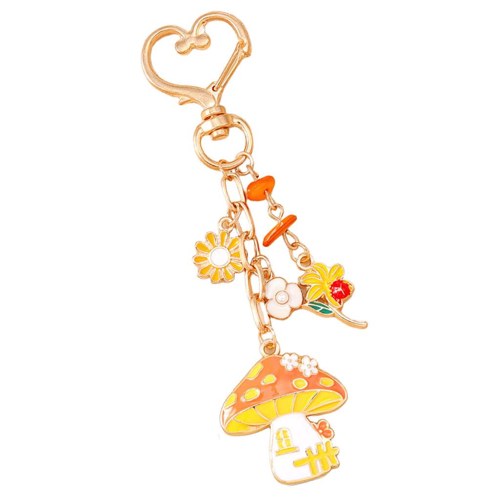 Festlicher Pilz Kürbis Schlüsselanhänger Dekorative Blume mit Perlen Schlüsselhalter Dekoration Für Rucksack Handtasche Schmuck