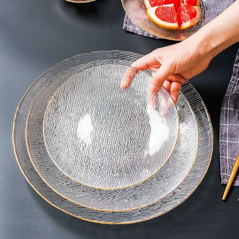 SIFAR Gold Rim Glass Fruit & Snack Plate
