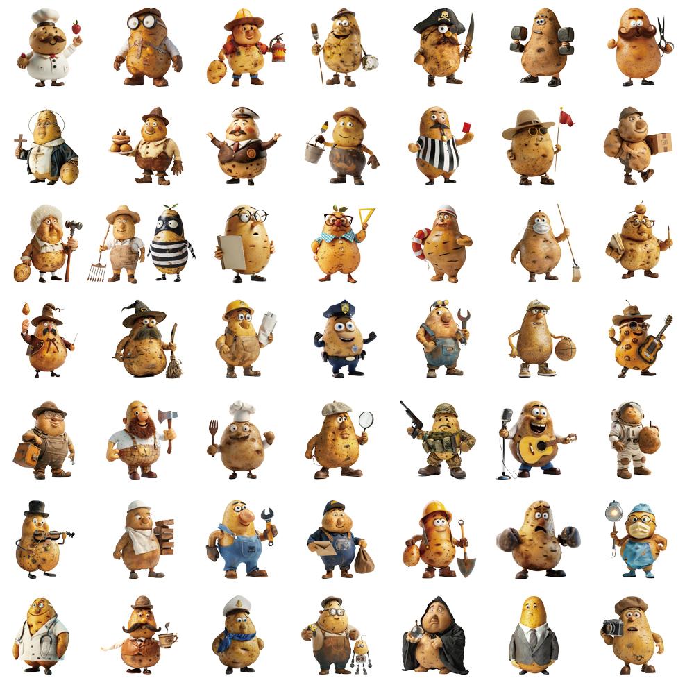 

50PCS Cute Potato Stickers Sealing Laptop DIY for Decal Phone Scrapbooking Guitar Envelope Graffiti Car Skateboard Sticker