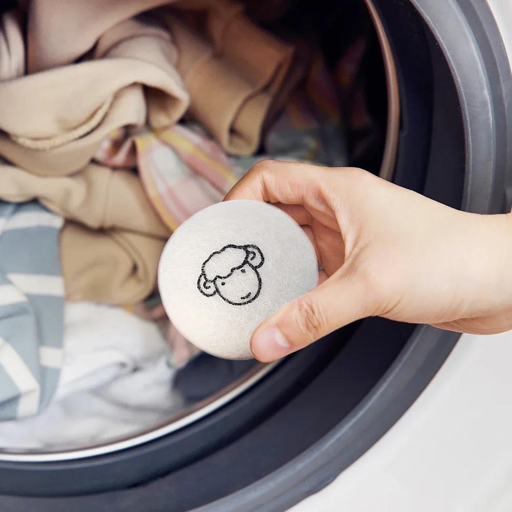 6Pcs Reusable Wool Dryer Balls Clothes Softener Laundry Fleece Dryer Ball Kit Home Clothes Dryer Washing Machine 34567Cm
