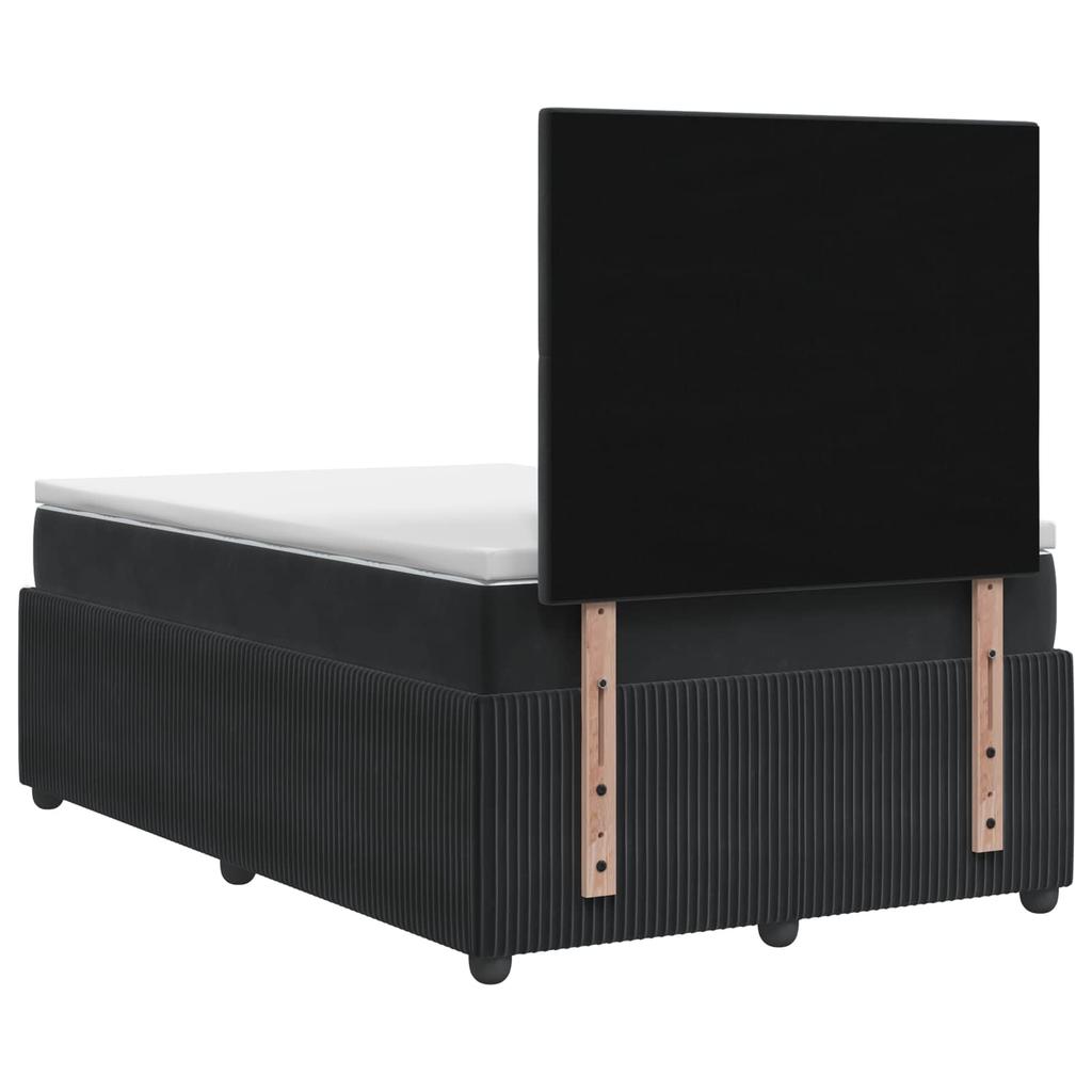 Box Spring Bed with Mattress Black 120 x 190 cm Velvet