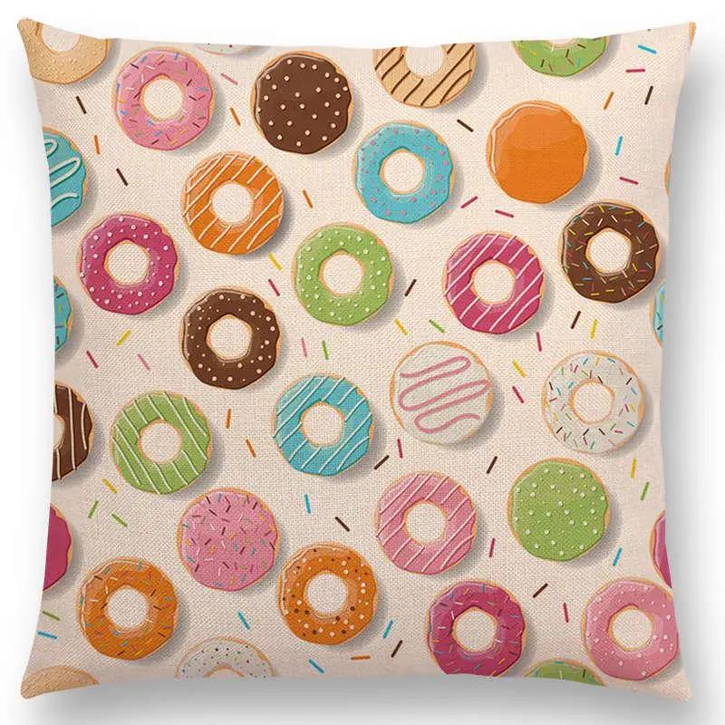 Colorful Prints Cushion Cover Chocolate Candy Donuts Pretty Ice Cream Pattern Color Party Sofa Throw Pillow Case Decor