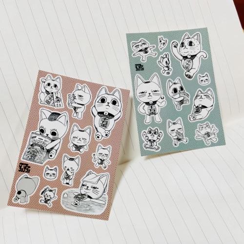 Dandadan Related Goods: Turbo Babaa Maneki Neko Waterproof Stickers, Pack of 5, Cute and Moe Merchandise, Planner Stickers, DIY Stickers, Laptop Stick