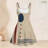 Women Plus Size Off Shoulder Strappy Sleeveless Vintage American Flag Printed Fitted Waist Flared Dress