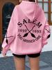 Kadın Oversize Kapüşonlu Sweatshirt Desenli Baskılı Y2K Sokak Giyimi Uzun Kollu Kapüşonlu Üst Günlük Sonbahar Kış Bol Kesim Günlük Kıyafet