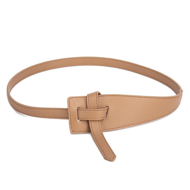 Retro Design Women Belt Fashionable Korean Style Women's Faux Leather Belt Irregular Shape Adjustable Knot Long for Suit