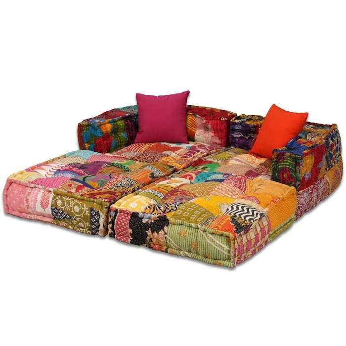 Pouf modulaire 2 places - VIDAXL - Patchwork Tissu - Confort moelleux - Design ethnique