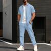Conjunto Masculino de Jaqueta de Manga Curta e Calça com Estampa Geométrica e Camiseta Branca, Roupa Casual Streetwear