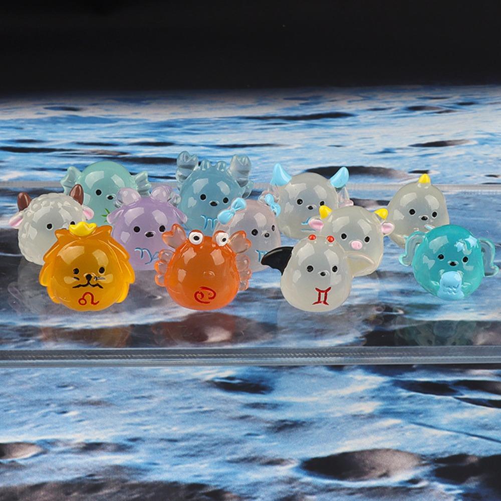 

Luminous Cartoon Resin Ornaments 12 Constellation Resin Car Decoration Women Aries