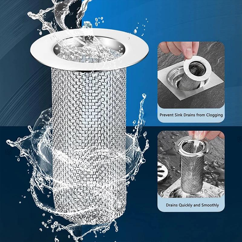 Floor Drain Filter Stainless Steel Mesh Sink Strainer Bathroom Anti-clog Drains Bathtub Hair Catcher Shower Strainer Mesh Basket