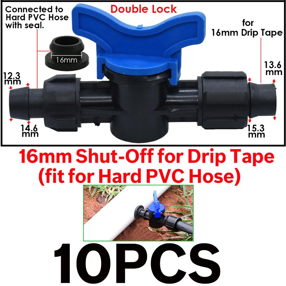 16mm 5/8" Drip Irrigation Tape Shut-Off Valve End Plug Connector Thread Lock Garden Watering System Greenyhouse to PVC Hard Pipe