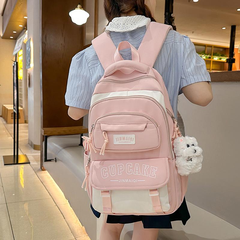 Letter Print Campus Backpack Large Capacity Junior Senior High School Student Schoolbag