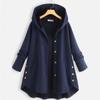 Women's 2023 Irregular Mid-Length Solid Color Hooded Single-Breasted Cotton Coat