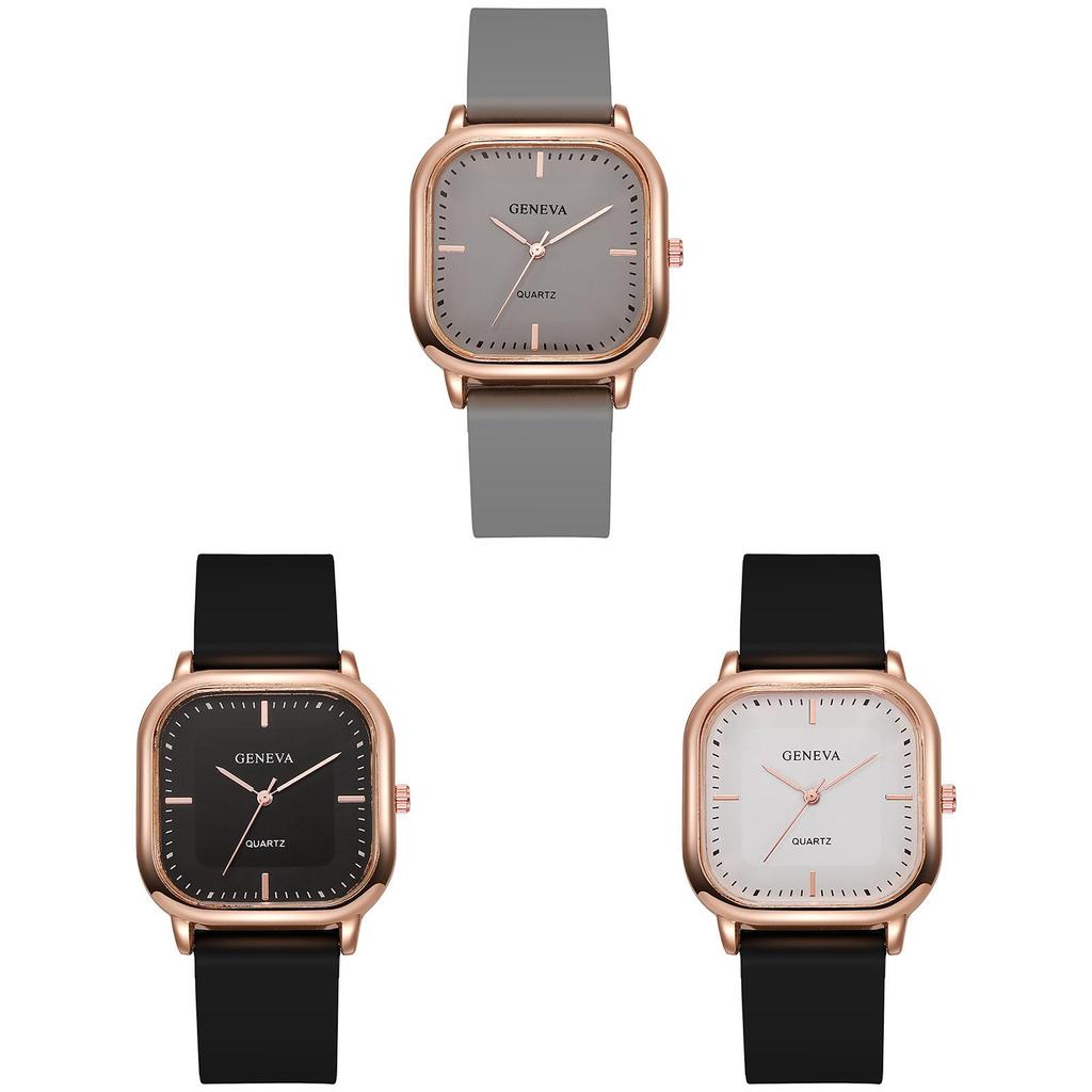 Minimalist Square Quartz Watch For Women With Silicone Band And Rose Gold Finish For Daily Wear
