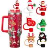 1pcs 10mm Christmas Straw Cover Cap for Tumbler Cup Accessories Reusable Silicone Sippy Cap Stopper Dust Lids Plug Xmas Gifts