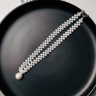 Women's Neck Cross Point Pearl Choker Necklace