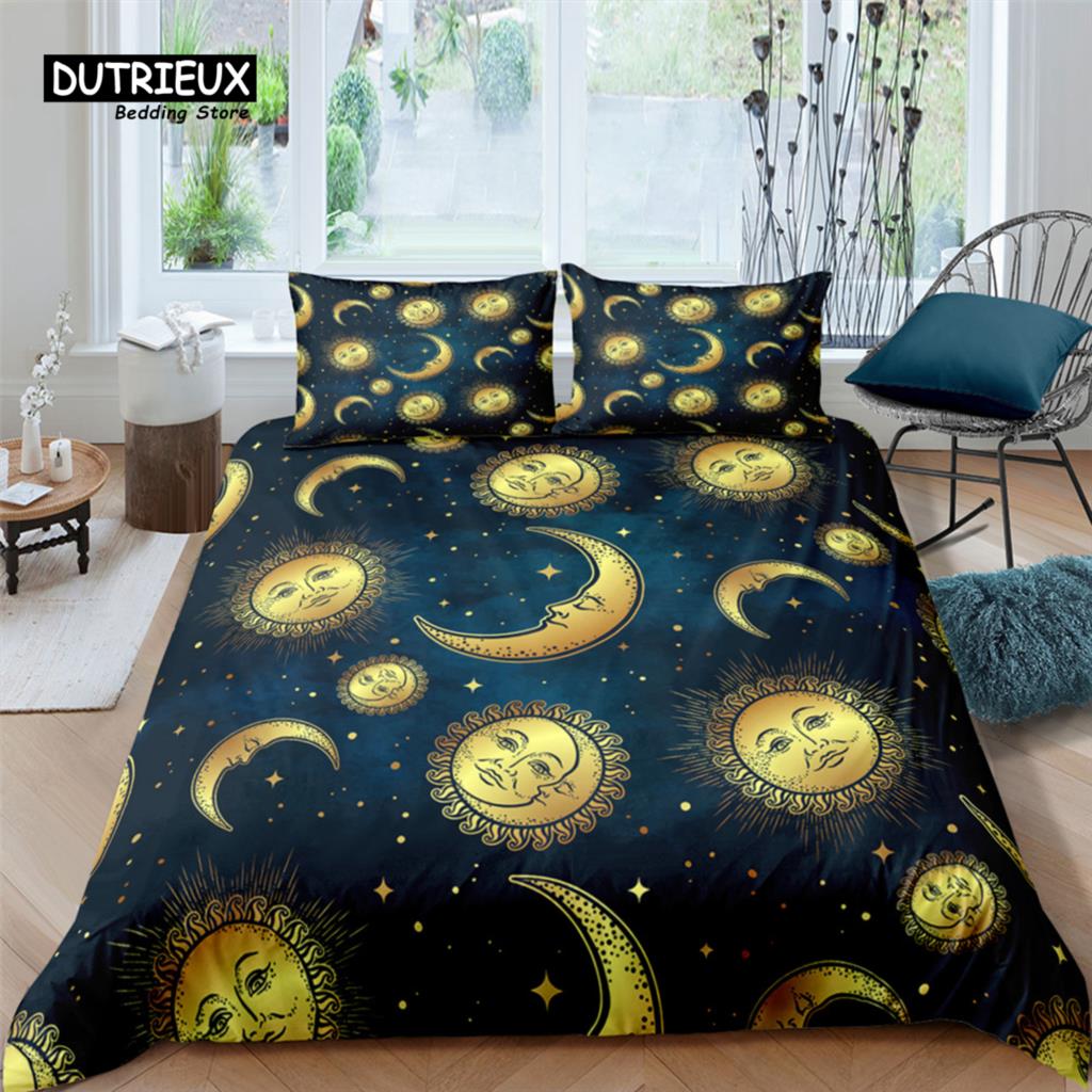 Home Living Luxury 3D Star Sun Print 2/3Pcs Comfortable Duvet Cover PillowCase Bedding Sets Kids Queen and King EU/US/AU Size