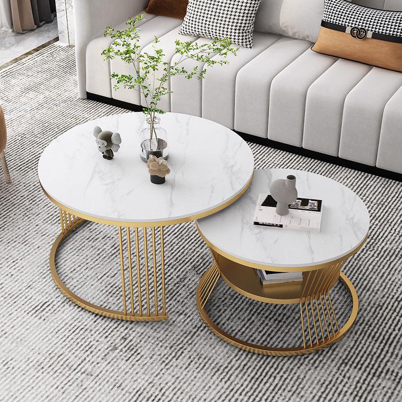 Nordic Light Luxury Round Sintered Stone Coffee Table for Modern Living Rooms