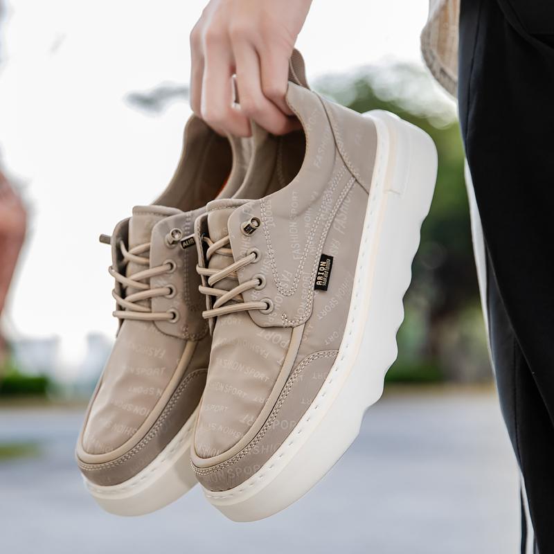 Fashion Personality Mens Casual Shoes New Design Lace-up Vulcanize Shoes Thick Sole Sneakers Versatile Thick Bottom Male Canvas Footwear
