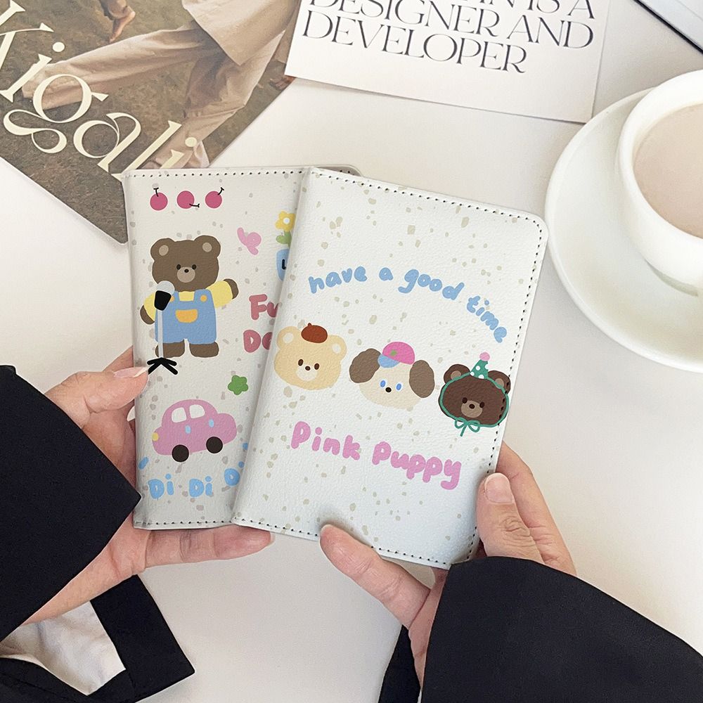 New PU Leather Passport Holder Multi-function Ultra-thin Passport Bag Cartoon Portable Travel Accessories