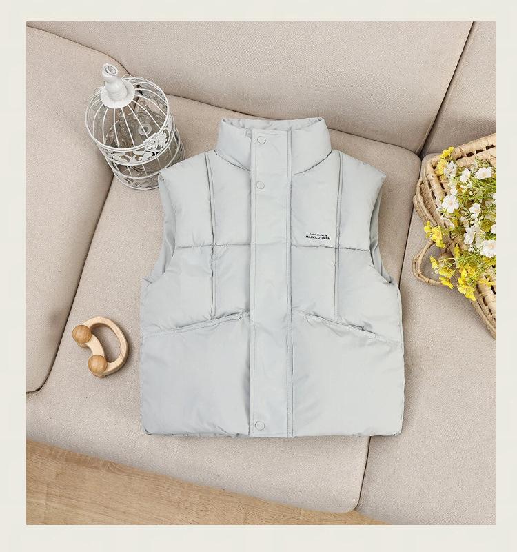 Kids' Thickened Stand Collar Down Cotton Vest - Stylish Autumn/Winter Outerwear for Boys and Girls