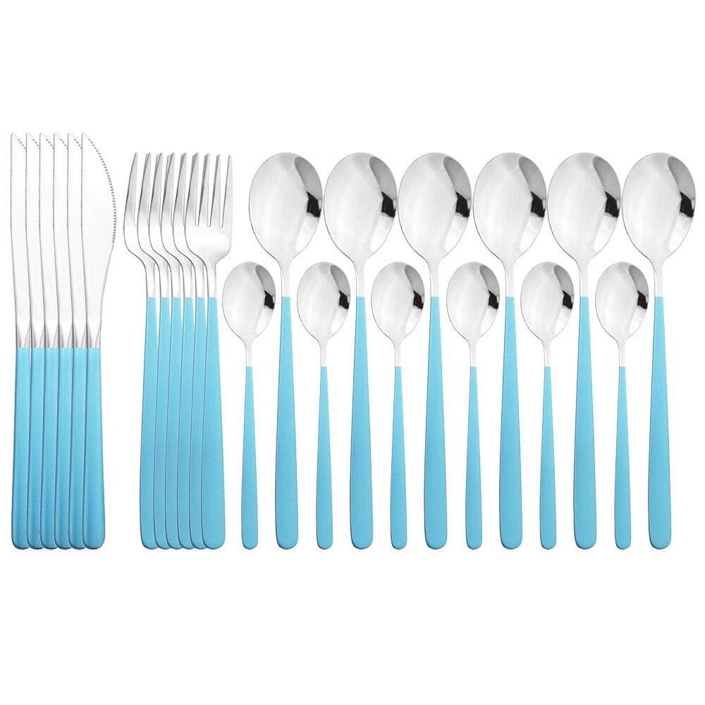 Pink Gold Cutlery Set 18/10 Stainless Steel Dinnerware Set 24Pcs/Set Knives Fork Spoon Dinner Flatware Set Kitchen Tableware Set