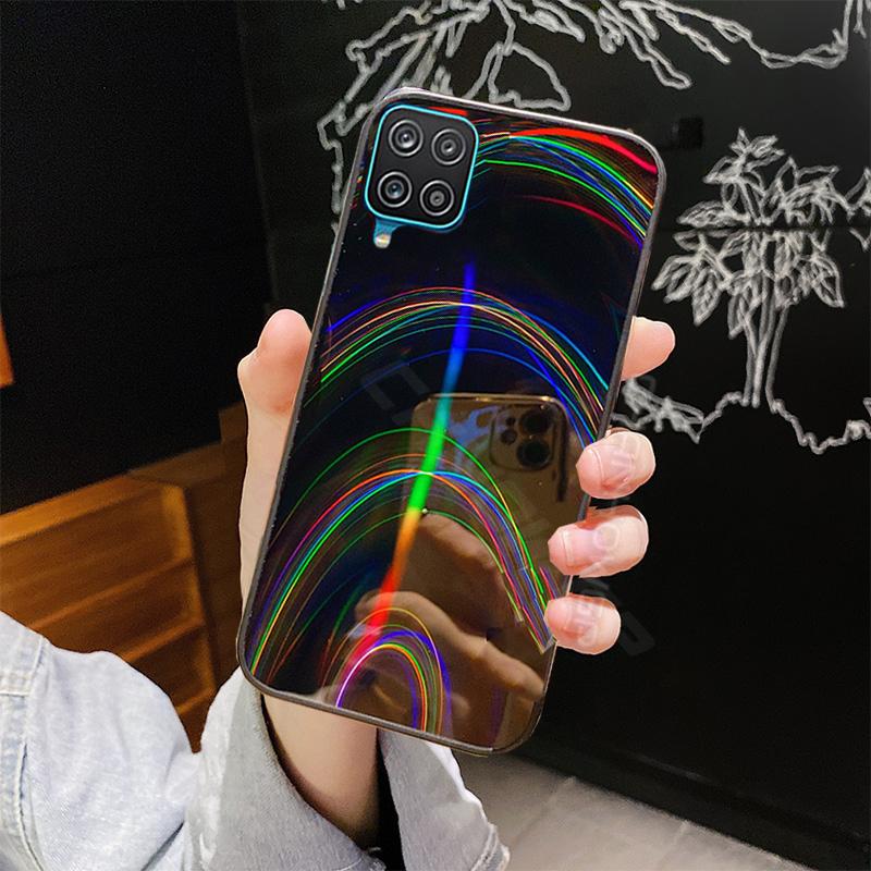 Duha Zrcátko Silikonový Okraj Pouzdro pro Samsung Galaxy A02S A12 A32 A42 A21S A51 A71 A01 A11 A31 A41 M31 S20 FE S21 S30 Plus Note20 Ultra Měkký Zadní Kryt