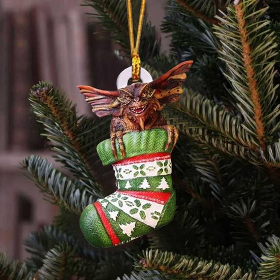 Christmas Pendant Cartoon Acrylic Christmas Tree Ornament Festive Hanging Decoration with Lanyard