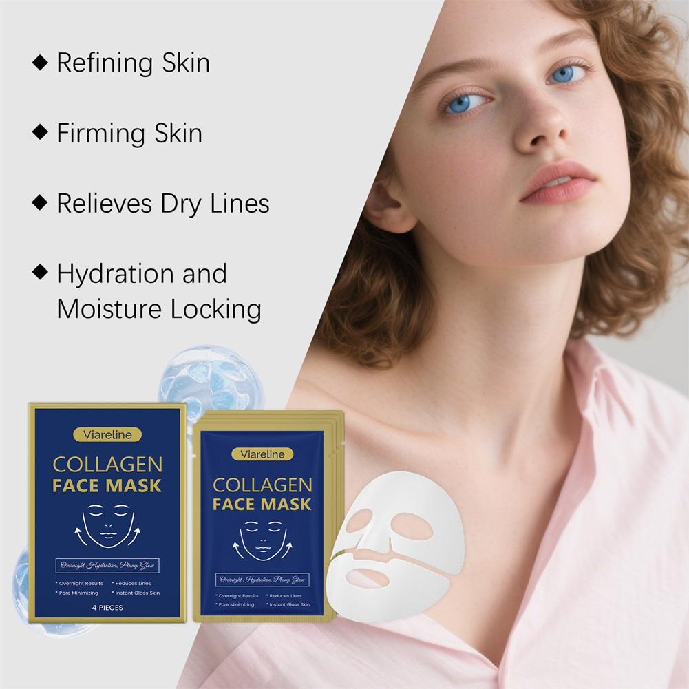 4pcs Collagen Face Mask For Women Men,Anti Aging Sheet Mask,Spa-Quality Anti-Aging Treatments Face Mask For Skin Care