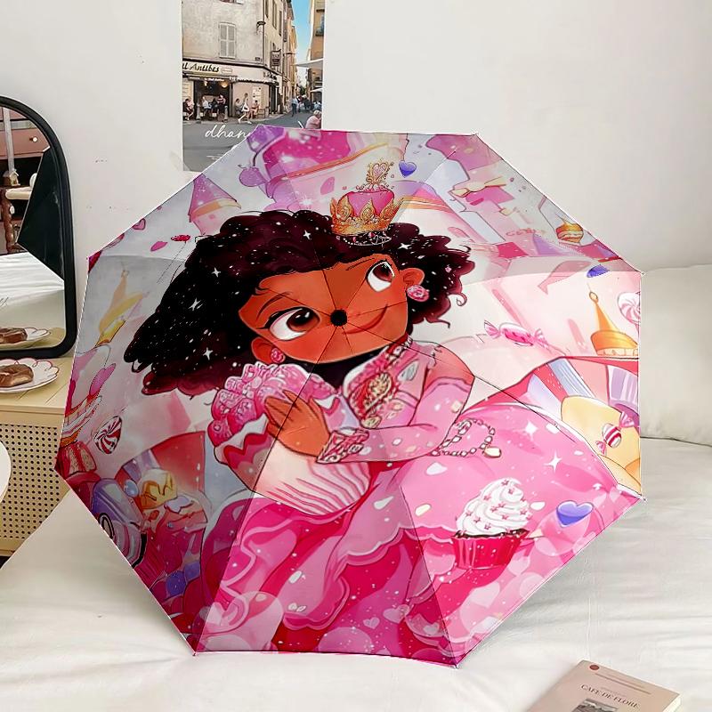 Black Princess Magic Celebration Umbrella 8-Frame for Travel, camping, Casual Lightweight Portable Umbrella, Essential for every family Holidays Gift