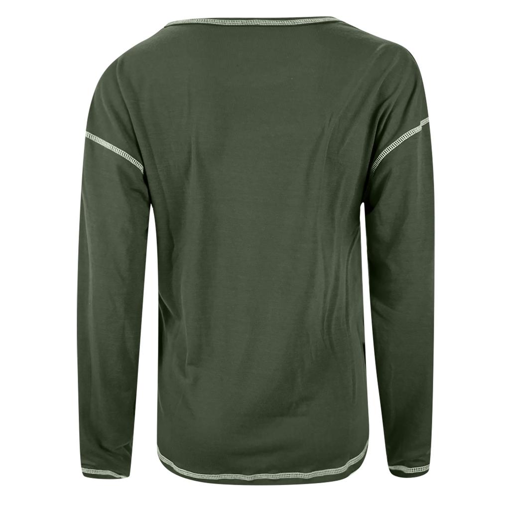 T-shirt Femme Couleur Lâche Boutonnage Bord Irrégulier Manches Longues