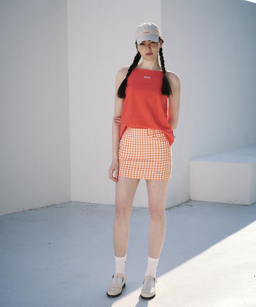 KANDINI Orange Plaid Mini Skirt