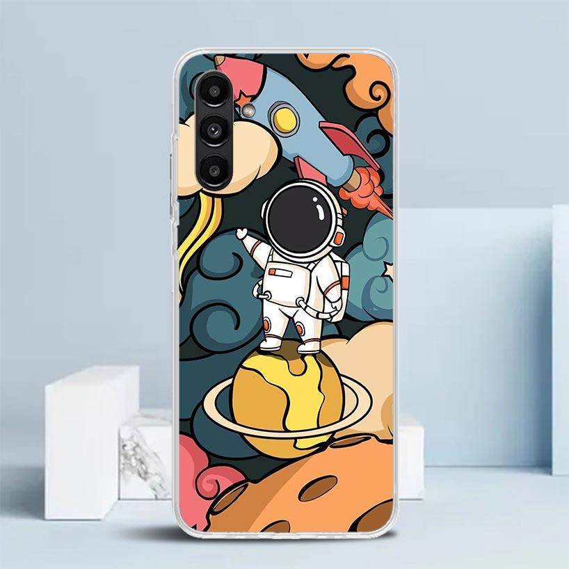 Cartoon Planet Astronaut Star Rocket Phone Case For Samsung Galaxy A17 A37 A57 A16 A15 A14 A13 A56 A55 A54 A53 A36 A35 A34 A33 A