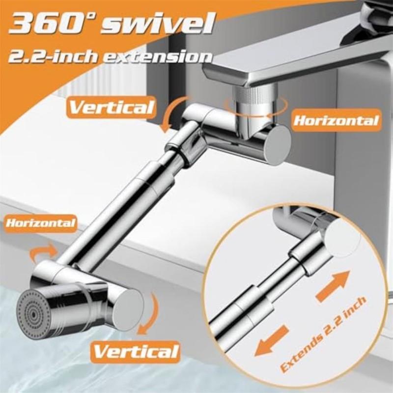Retractable Universal 1440 °Swivel Robotic Arm Swivel Extension Faucet Aerator Kitchen Sink Faucet Extender 2 Water Flow Mode