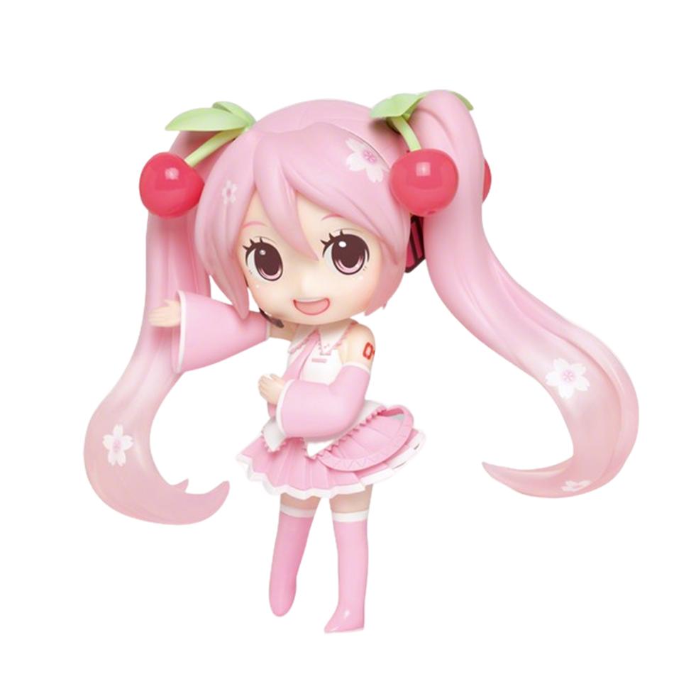 Hatsune Miku Anime Figure Toys Pink Cherry Dress MIKU Kawaii Cartoon PVC Action Q Version Model Dolls Birthdays Gifts Kids Gifts
