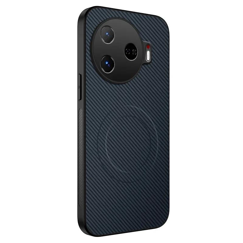 Magnetic Silicone Case For Tecno Camon 30 Pro 4G 5G Wireless Charging Carbon Fiber PU Leather Anti-Drop Soft Cover Phone Cases
