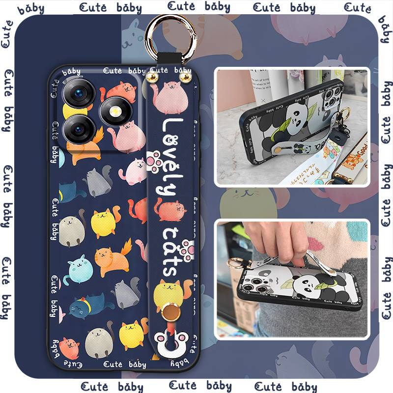Kickstand Phone Holder Phone Case For Ulefone Note18 Ultra Anti-knock Wrist Strap Ring Anti-dust Soft case Silicone Cute