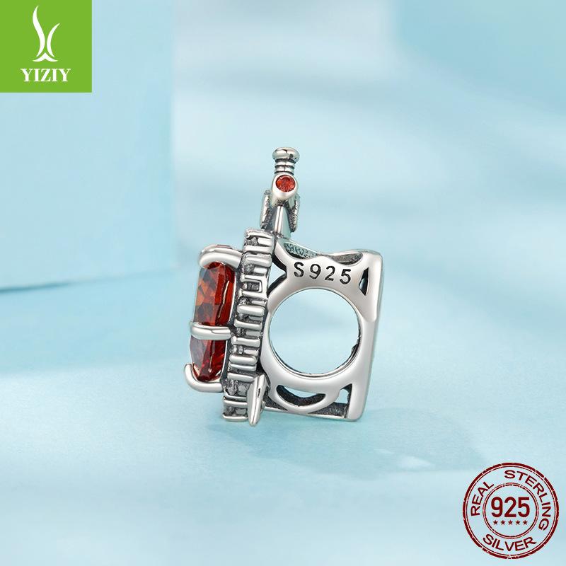 Personalized Love Sword Diy Beaded Accessories Retro S925 Silver Red Love Beads