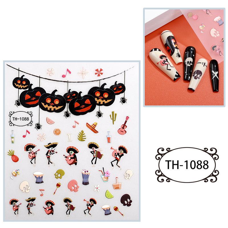 

Наклейки для ногтей Украшения Переводные картинки День Хэллоуина Флуоресцентные наклейки для ногтей Микс 85*100mm