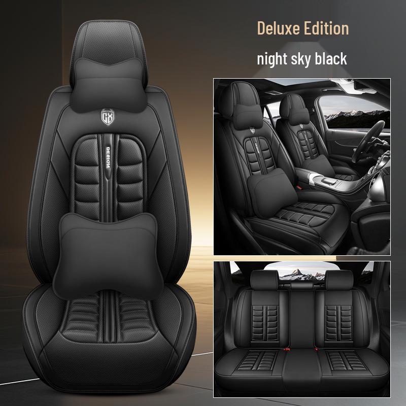 Universal All-Season Breathable Leather Car Seat Cover, Wear-Resistant, Full Surround, Fits Most Models