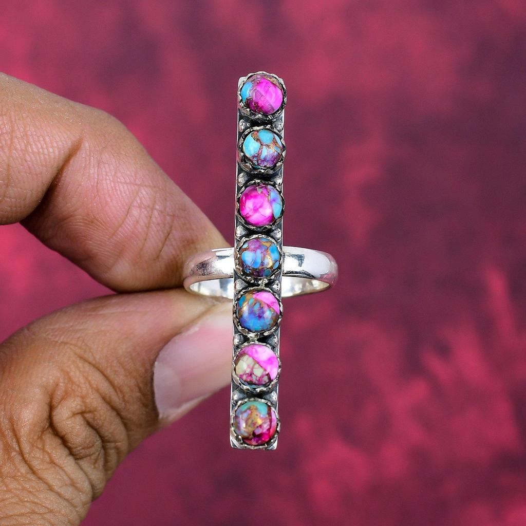 Pink Spiny Oyster Ring, Gemstone Jewelry, 925 Solid Sterling Silver Ring, Gift For Women Handmade Ring