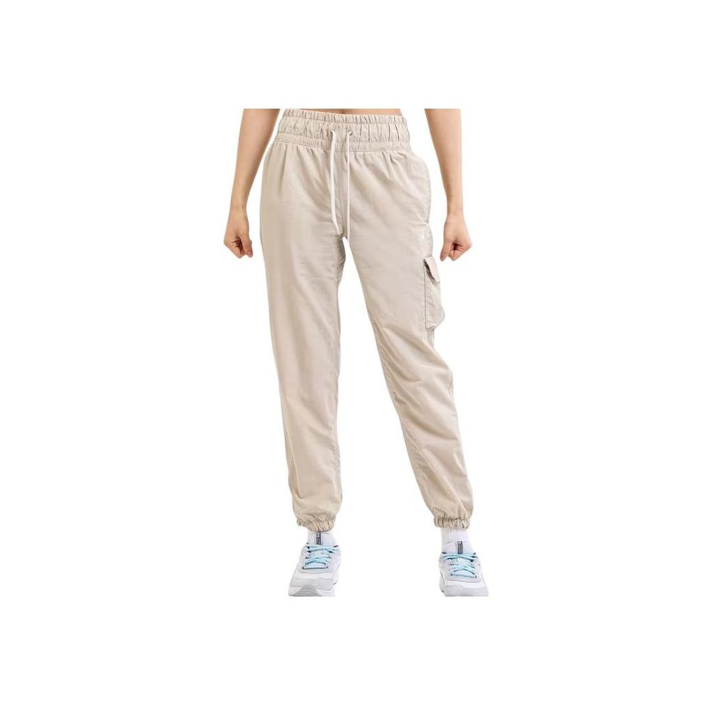 Under Armour Solid Color Casual Jogging Mid-Rise Woven Knit Sports Pants Women pants Beige 1388066-280