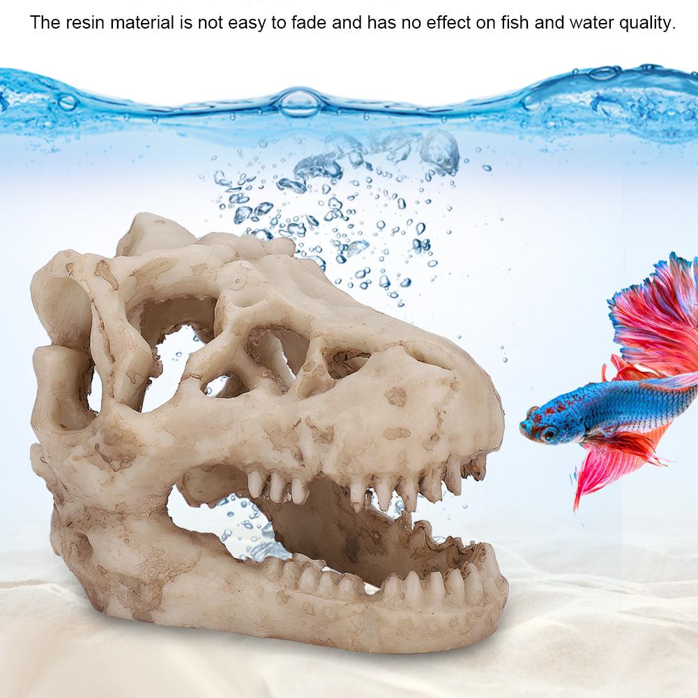 Decor Fish Artificial Tank Aquarium Simulation Dinosaur Skull Shape For Water Plants Decoration